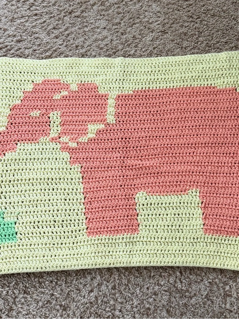 Handmade Pink Elephant Crochet blanket - Unbranded